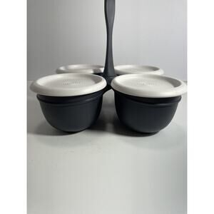 Tupperware Essentials Condiment Caddy Blossom Server Black #7222 Dips Toppings